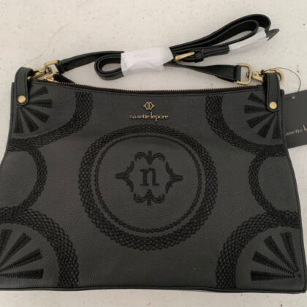 Nanette Lepore | Black Ellyson Leather Convertible Crossbody Bag